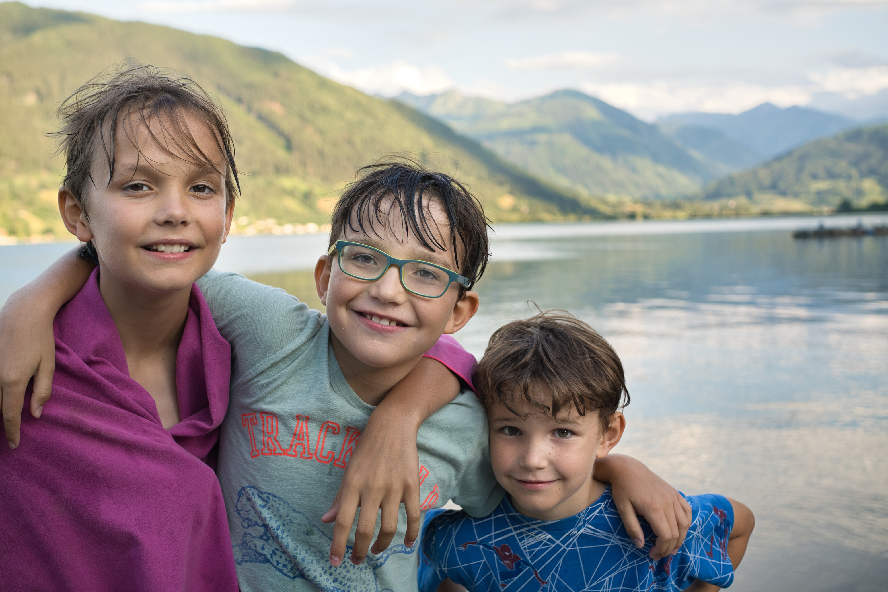 Kids after swimming in the Zell am See