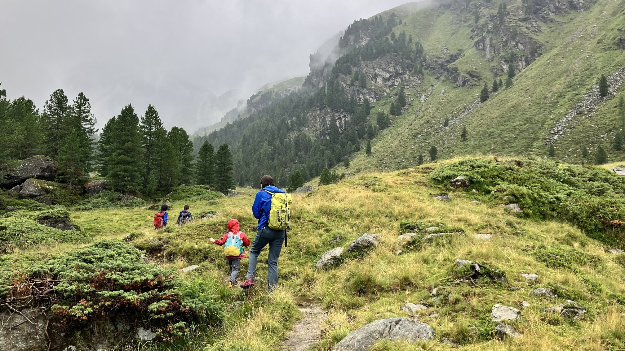 Rainy hike up to Lienzer hut